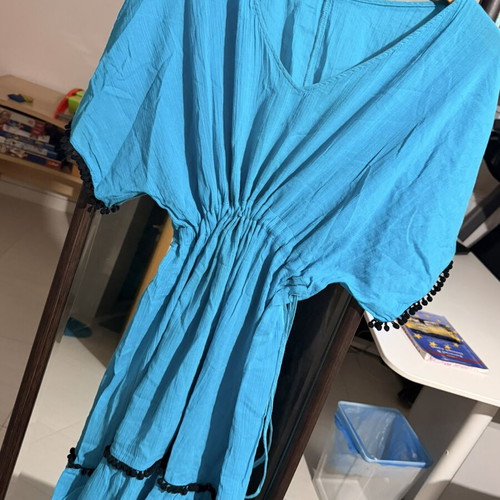 Calzedonia Corey turquoise beach dress caftan one size like new