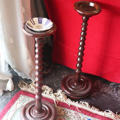 Vintage set of 2 wooden floor decoration bases like new