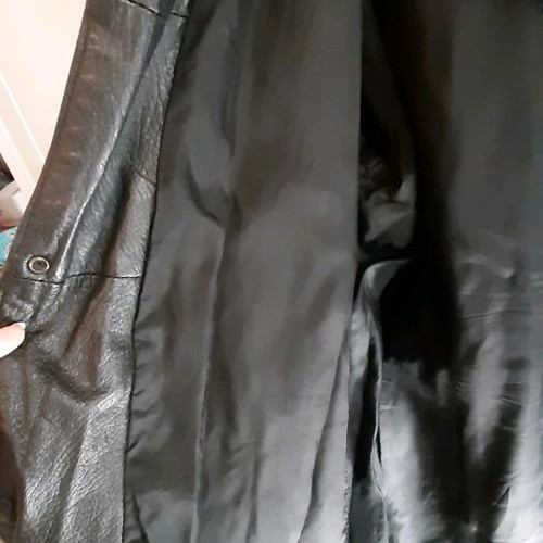Leather black women's coat used, very large size