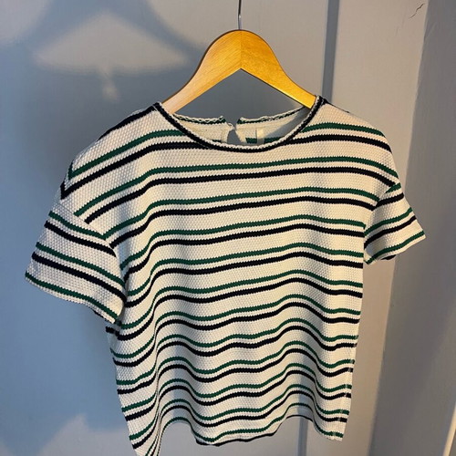Ottoman striped blouse size M like new, white and multicolor