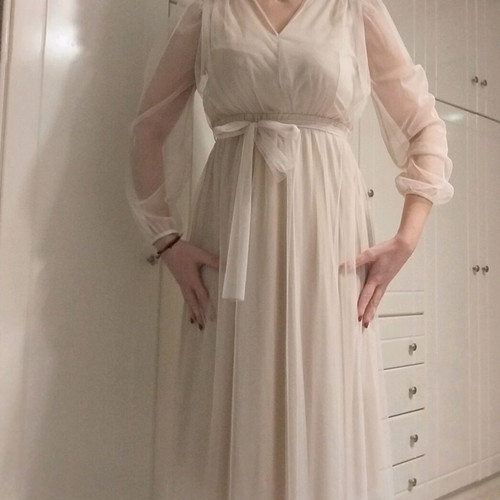 Midi tulle dress like new, beige, size M