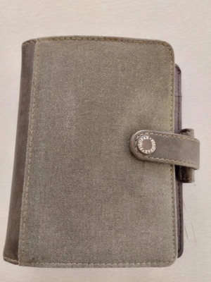 Filofax notebook 14x11 cm like new, olive leather and fabric