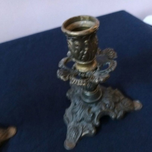 Bronze candlesticks used, set of 2, 12 cm height