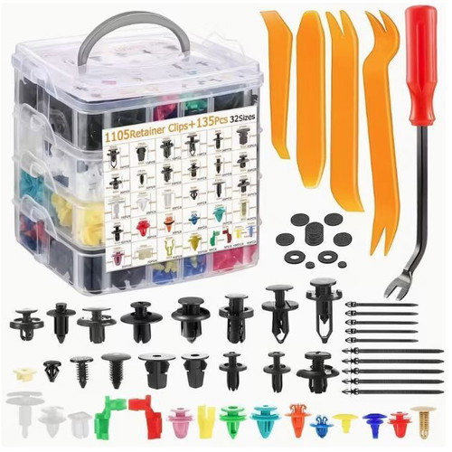 Plastic Car Retainer Clips Set 1240 Pieces Universal Nylon