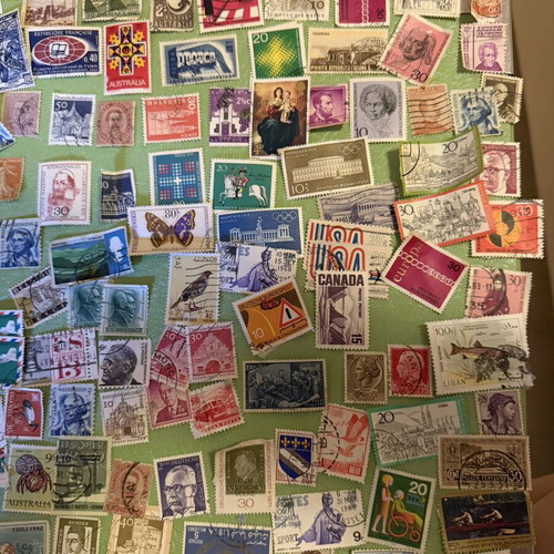 Old stamps collection used, 600–700 pieces from Greece and worldwide