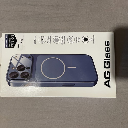 AG Glass MagSafe case for iPhone 15, titanium blue