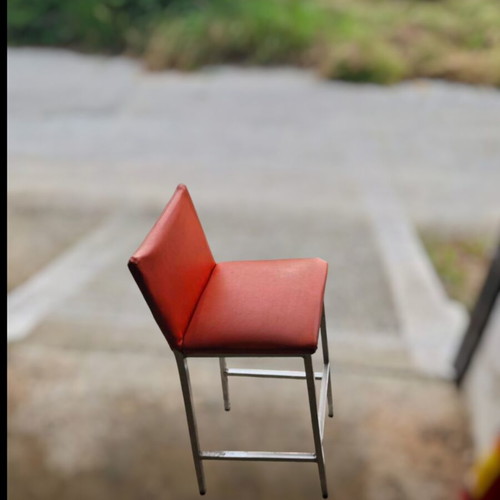 Bar stool metal used, sturdy handmade construction
