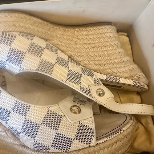 Louis Vuitton wedges used, damier grey-beige pattern, size 40.5