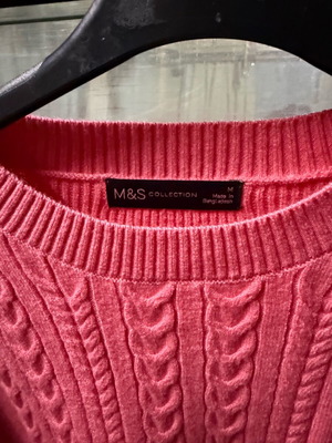 M&S Collection Pink Cable Knit Sweater like new