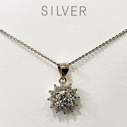 Radiant Star Pendant ασημένιο κολιέ με λευκό ζιργκόν 6mm
