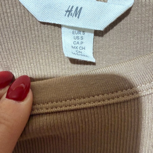 H&M Ribbed Beige Blouse New, Size S