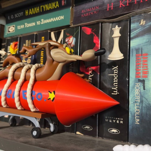 Wile E. Coyote 3D printed figure made to order with red ACME rocket