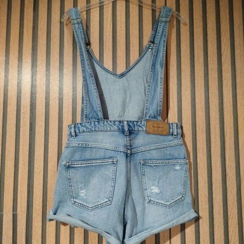 Denim shorts salopette Pull & Bear like new, turquoise, size S