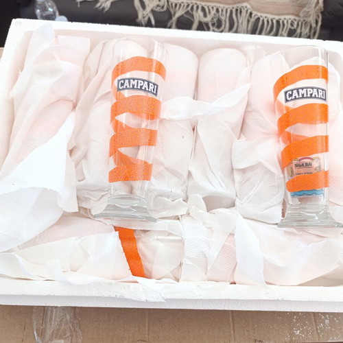Campari vintage collectible glasses set of 10 used from the 1980s