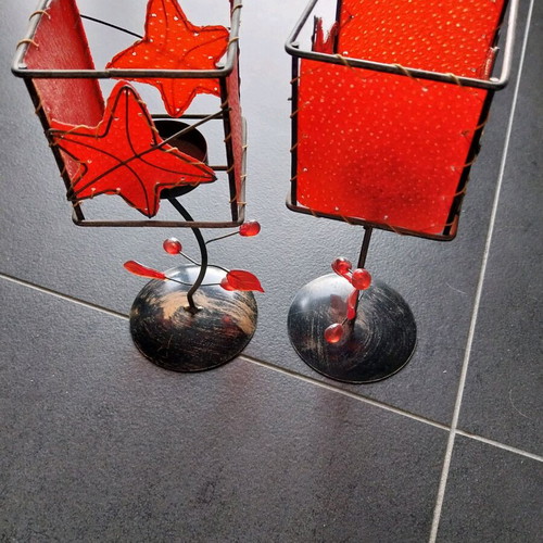Candlesticks for tealight set of 2 red like new