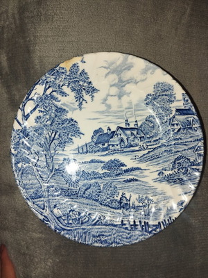 Staffordshire decorative plate used, collectible with wear