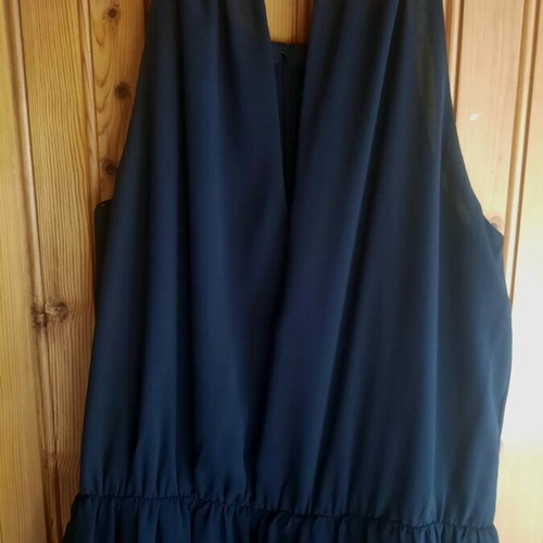 Maxi evening dress like new, black with lining and transparency, size 46