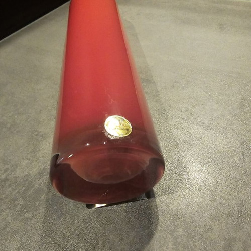 Royal Leerdam Ligne Libre red vase by Siem van de Marel 1993 like new
