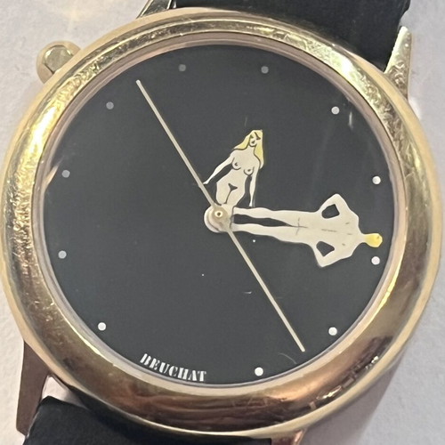 Beuchat 34mm vintage watch Eroticism and watchmaking model like new, black strap