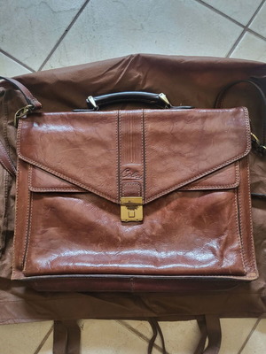 Leather briefcase used, brown, with card and pen slots