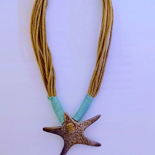Handmade summer necklace with large starfish metal pendant Nikolis Group