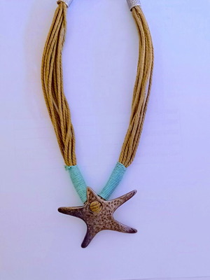 Handmade summer necklace with large starfish metal pendant Nikolis Group