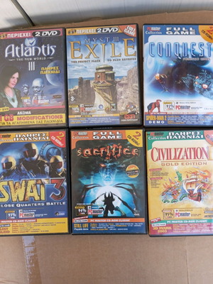 Βιντεοπαιχνίδια PC CD-ROM σαν καινούργια, πακέτο 6 διπλά παιχνίδια