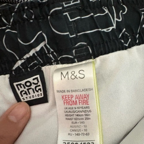 Minecraft swim shorts Marks & Spencer like new for ages 10-11