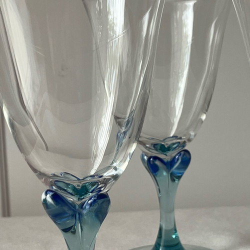 Vintage Arc France Reflet Marine Glasses set of 4 used