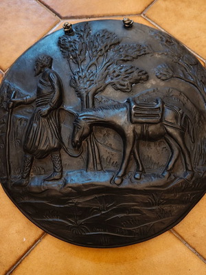 Antique collectible plates new from dark ceramic 1900s