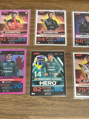 Комплект от 6 карти 2023 Topps Turbo Attax Formula 1 като нови