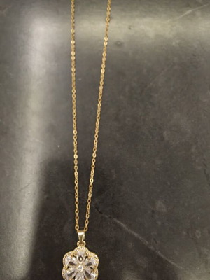 Necklace stainless steel like new, gold and turquoise color