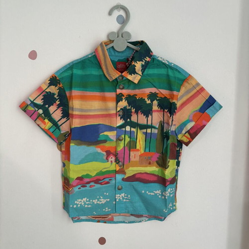 Kids' shirt with watercolor effect new, size 104 cm, turquoise