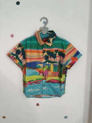 Kids' shirt with watercolor effect new, size 104 cm, turquoise