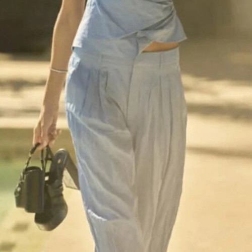 Zara Formal Set Top and Wide-Leg Pants Like New Blue
