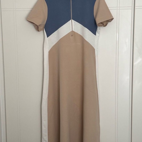 Maxi dress two-tone with zipper, beige, size XL