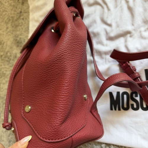 Love Moschino real leather backpack, red