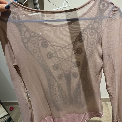 Long sleeve bodysuit with transparency in pink, size S, like new