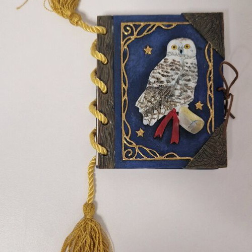 Notebook with ceramic embossed owl cover new Nemesis Now