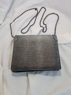 Silver Metallic Clutch Shoulder Bag like new, 15×12 cm