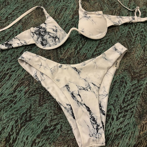Shein bikini used, size S, white and turquoise