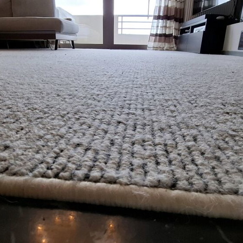 Wool rug like new, 320cm × 416cm, beige with black stripes