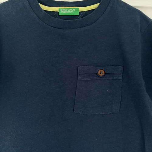 Benetton boys' t-shirt with pocket like new, size 122 cm, blue