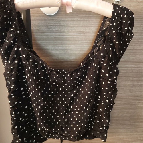 Crop top Namaste polka dot used, size M, black and white