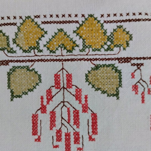 Vintage handmade embroidered tablecloth like new 130x130 cm