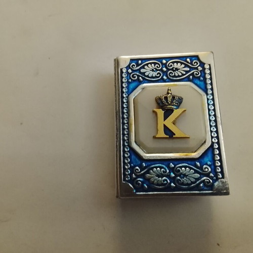Vintage metal case for King Konstantinos B' matchbox used