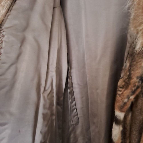Natural fur coat used, beige brown, one size