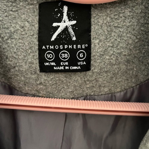 Atmosphere grey wool coat new, size M