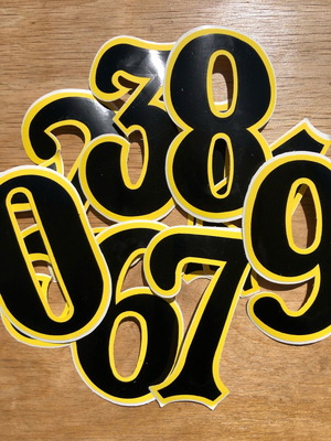 Number stickers 0-9 new, yellow-black