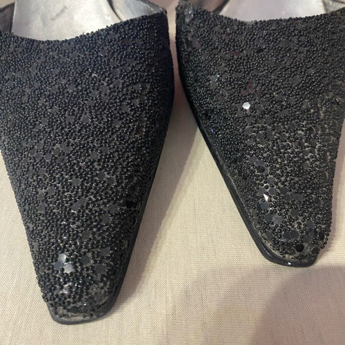 Glamour women's black mules with 8 cm high heel like new